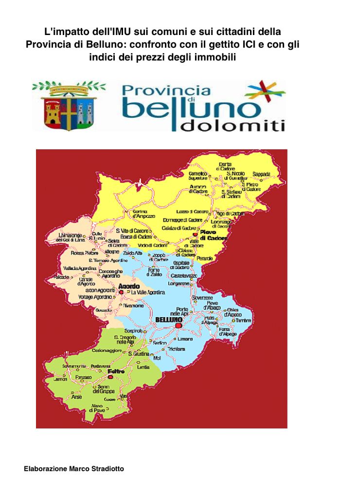 Il gettito IMU nei Comuni della Provincia di Belluno: confronto con il gettito ICI e con i valori OMI